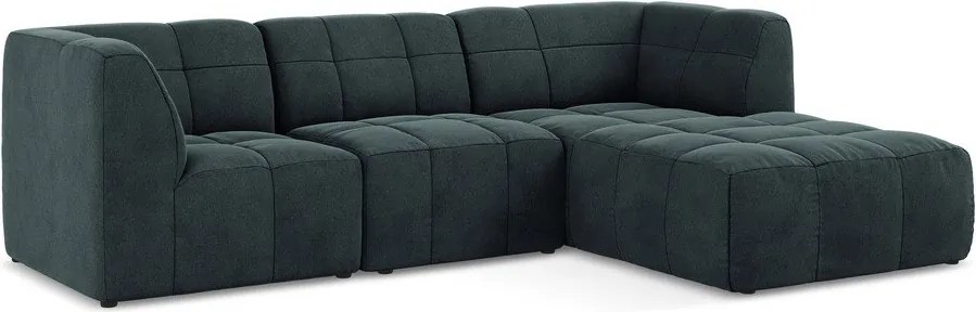 Kék bársony sarokkanapé (jobb oldali-heverő résszel) Aloha – Makamii