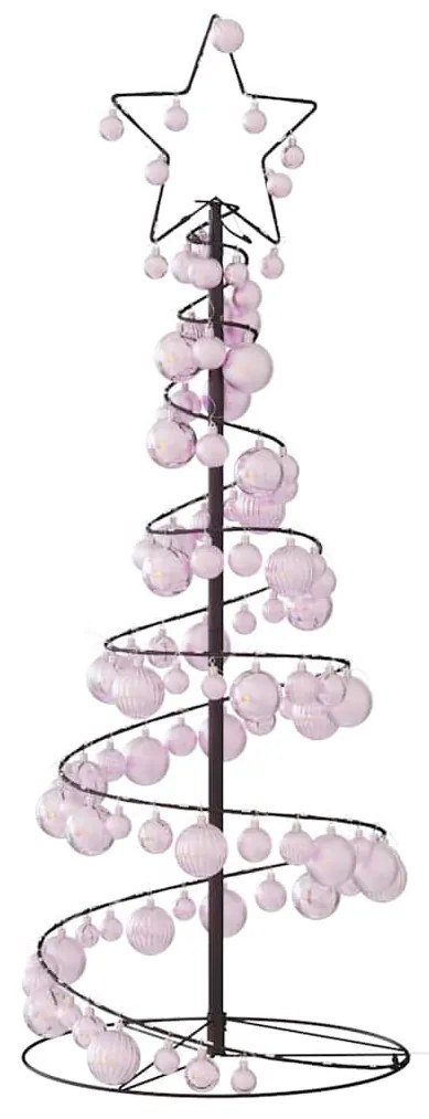 meleg fehér LED karácsonyfa gömbökkel 80 LED 120 cm