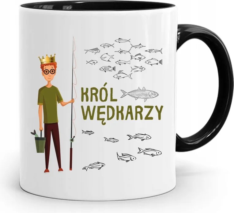 Fekete Bögre Horgászoknak Horgászkirály fényképes nyomtatással