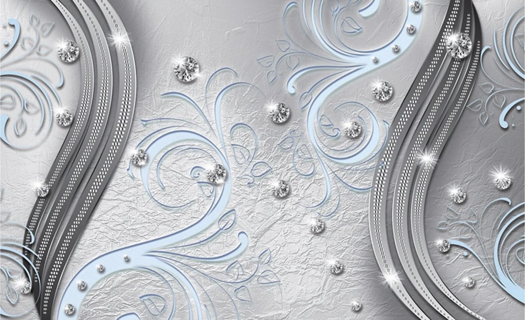 Fotótapéta Ezüst hullámok Absztrakt Ragyogás vinil metál 254x184 +ragasztó