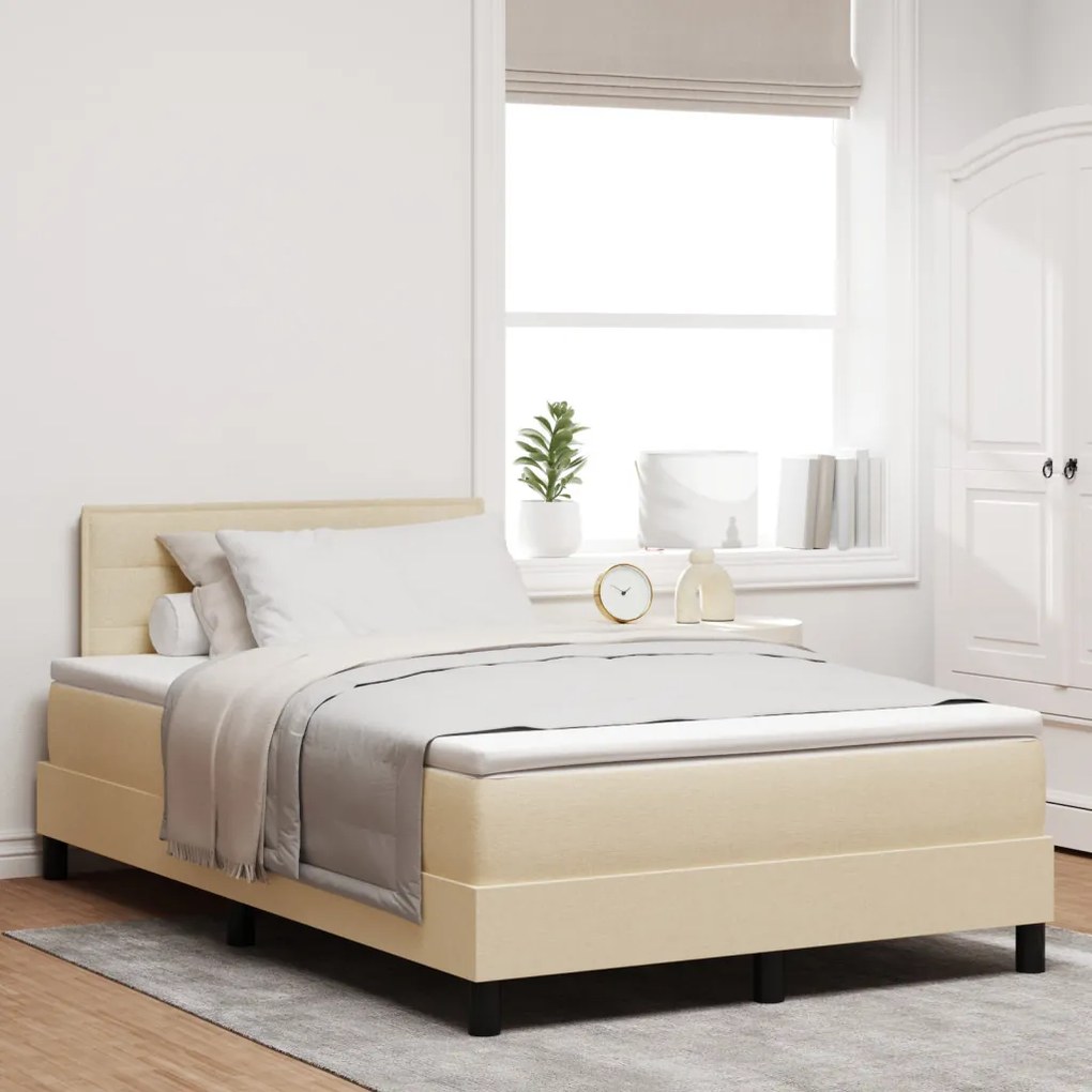 Box Spring ágy matraccal, krém színben, 120x200 cm szövet