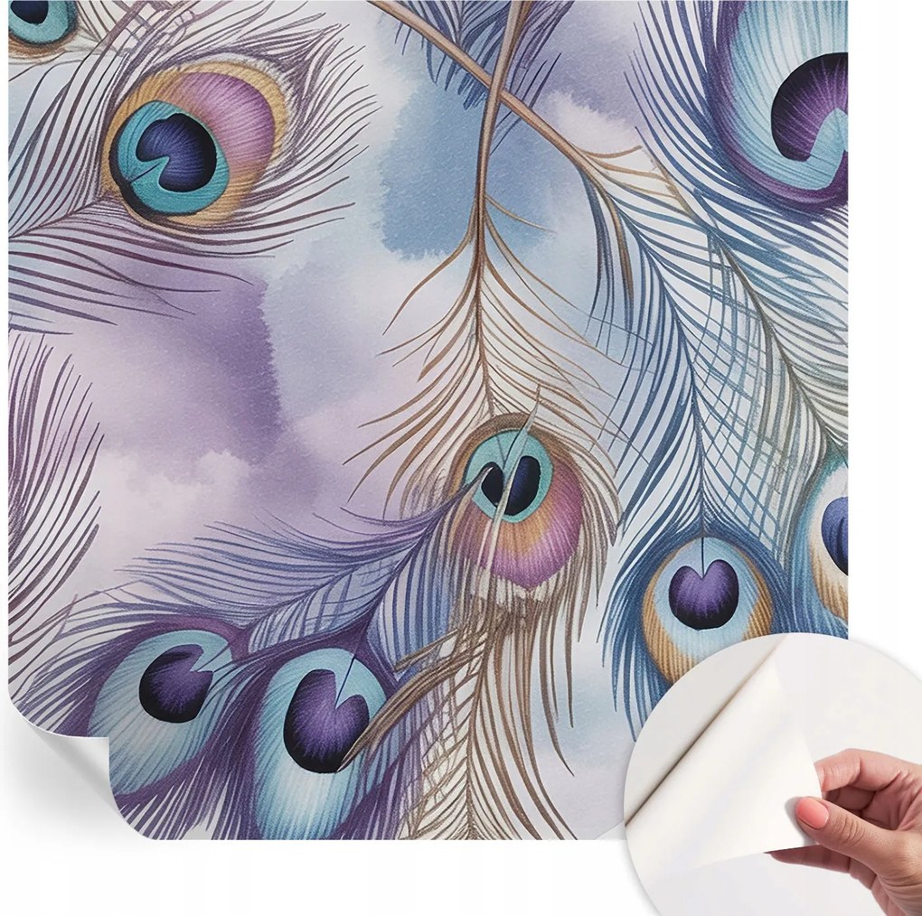 Öntapadós Dekoratív Fotótapéta Hálószobába Páva tollak 250x250 cm