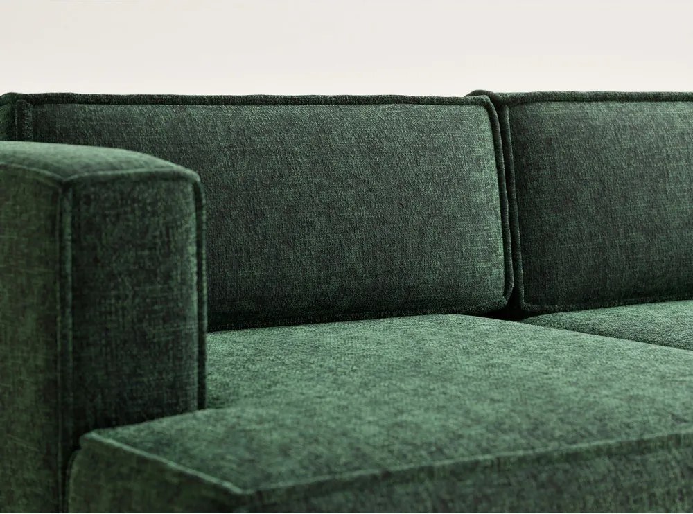 Sötétzöld zsenília kinyitható-tárolóhelyes sarokkanapé (bal oldali-heverő résszel) Velto – Maison de Rêve