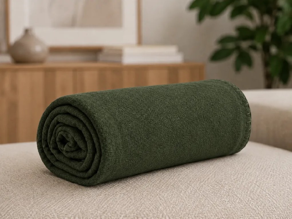 Polár pléd FLEORA, sötétzöld Méret: 200 x 220 cm
