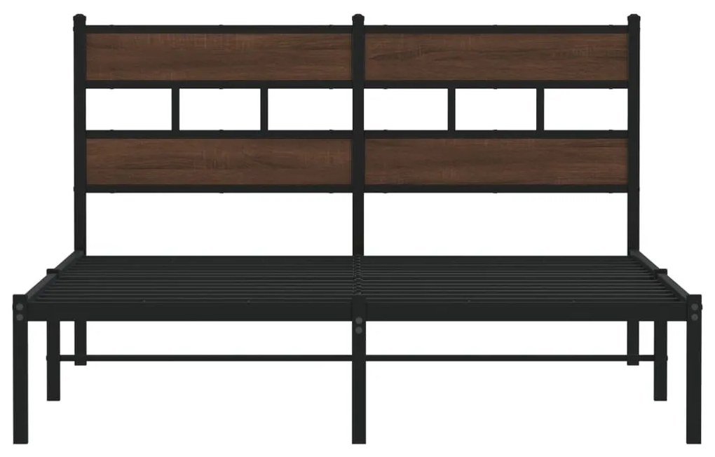 barna tölgy színű fejtámlás ágykeret matrac nélkül 137 x 190 cm