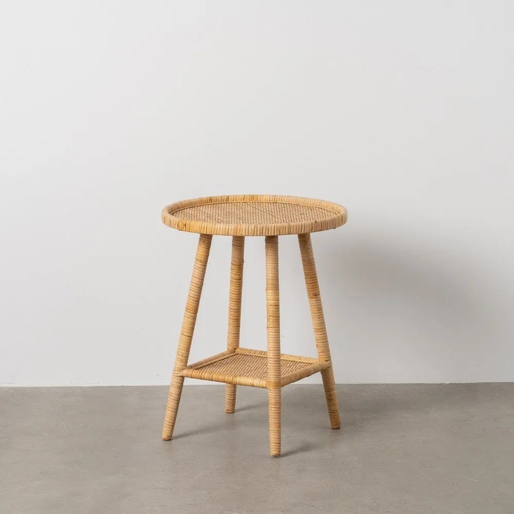 Rattan kerek tárolóasztal ø 45 cm – Ixia