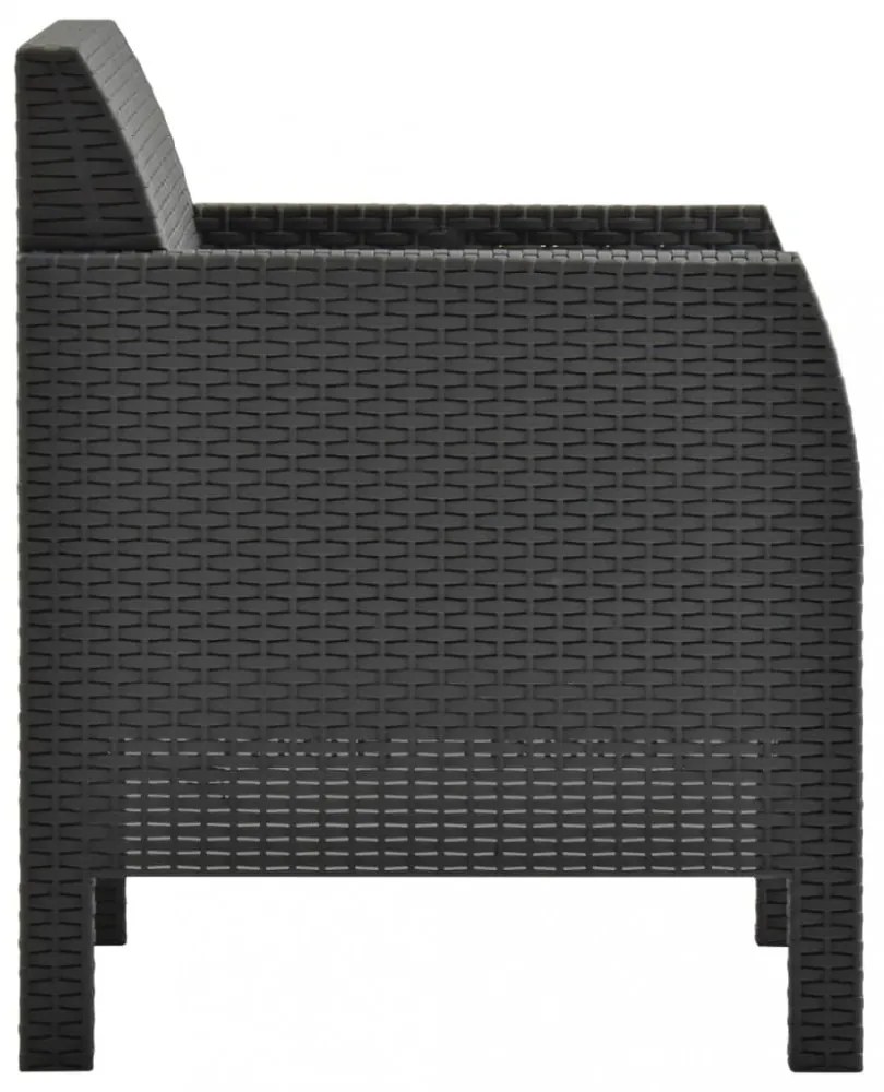 vidaXL 3 részes antracit PP rattan kerti bútorgarnitúra párnákkal
