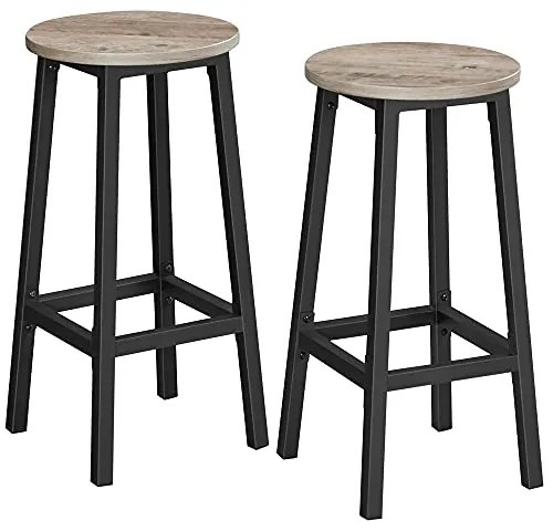 2 db-os bárszék szett, magas konyhai székek, szürkés bézs és fekete