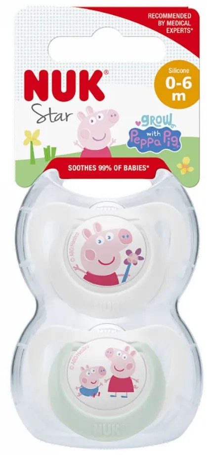 Baba cumi NUK Star Peppa Pig 0-6m 2 db