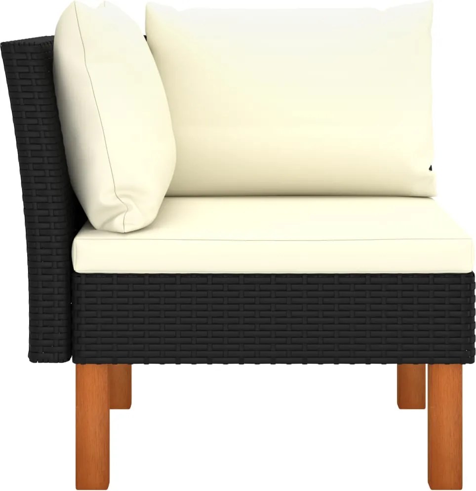 vidaXL polyrattan és tömör eukaliptuszfa sarokkanapé