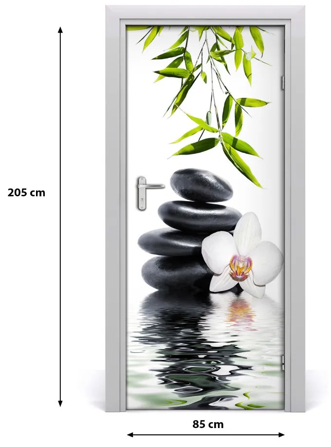 Poszter tapéta ajtóra Orchidea és kövek 75x205 cm