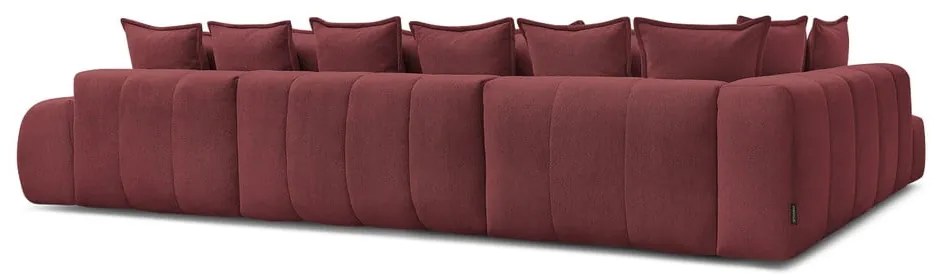 Borvörös zsenília kinyitható-tárolóhelyes sarokkanapé (bal oldali-U alakú) Everest – Bobochic Paris
