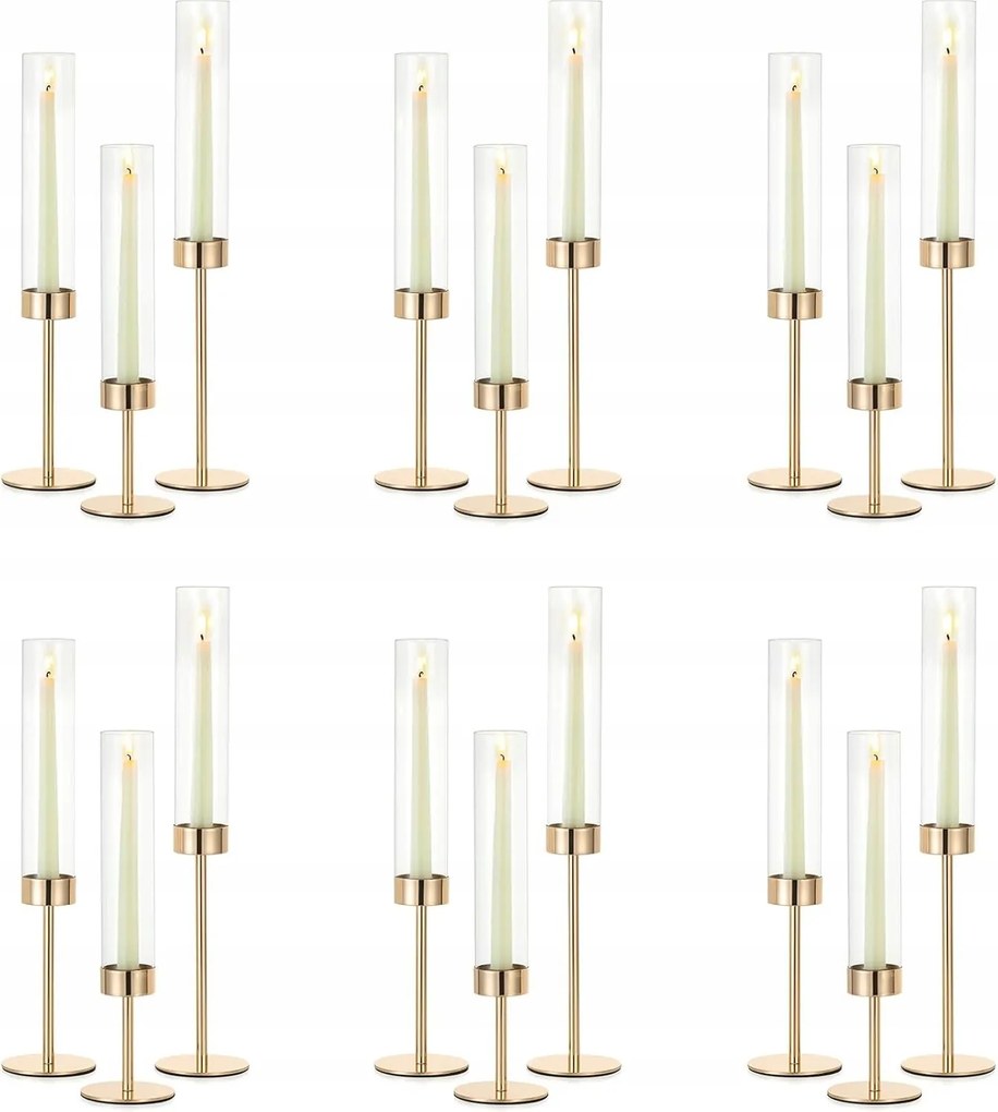 Nuptio Üveg hengeres gyertyatartó nagy szett 18 db-os