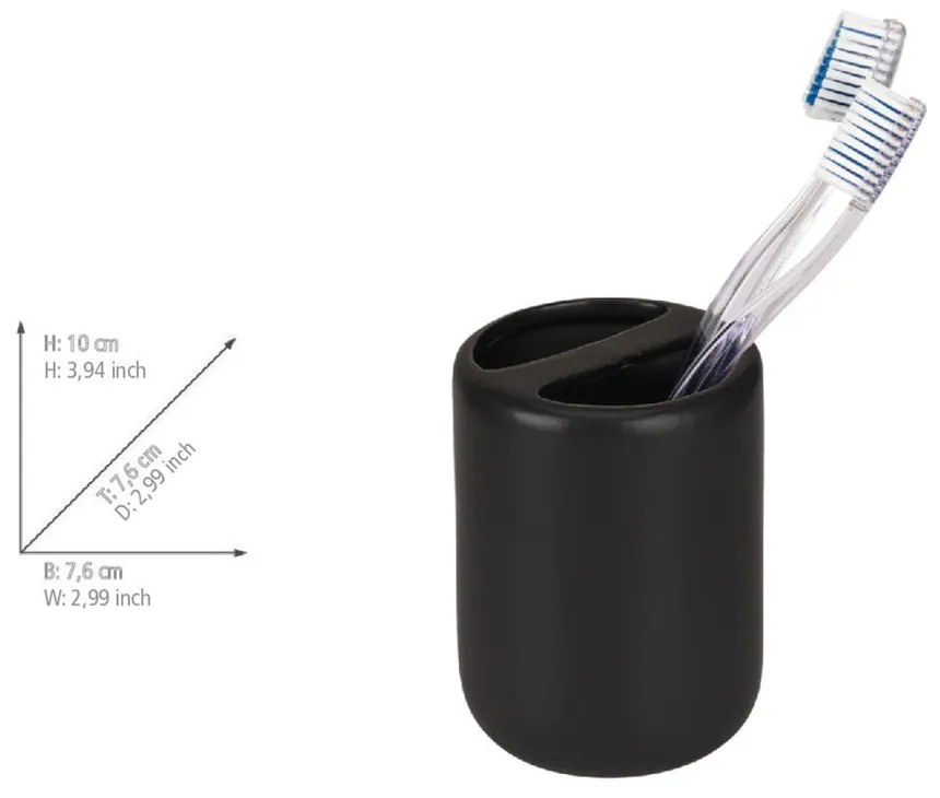 Matt fekete kerámia fogkefetartó pohár Olinda – Allstar