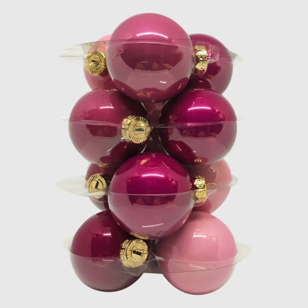 Jolly Spirit rózsaszín üveg karácsonyi gömb szett 12*6cm