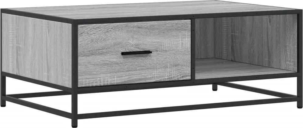 vidaXL szürke sonoma szerelt fa és fém dohányzóasztal 90 x 57 x 35 cm
