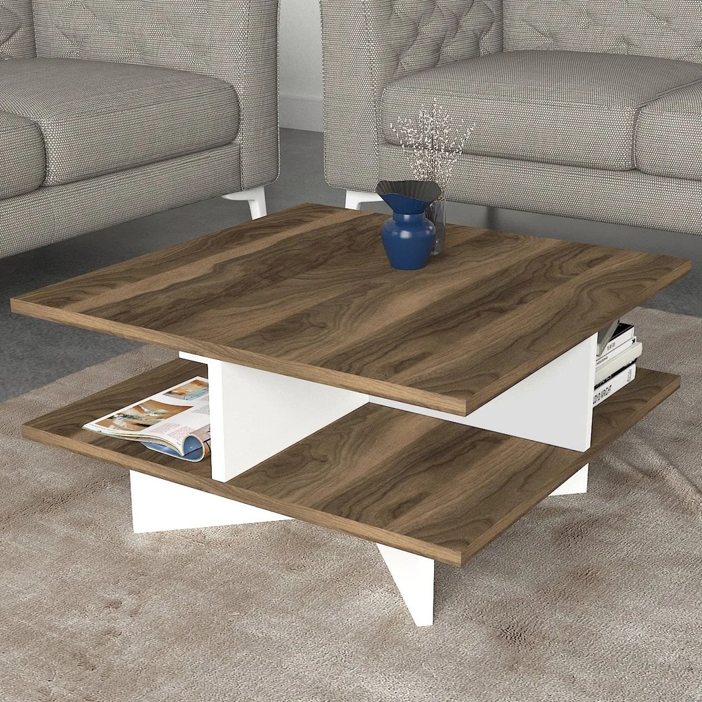 Dohányzóasztal hamton - walnut, white