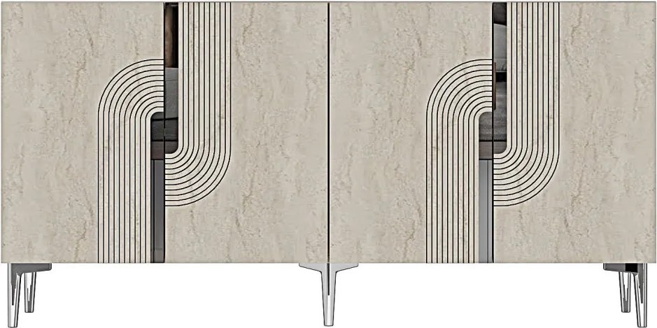 Meyra komód, fehér-travertin, 150 cm – TR555CHM1350