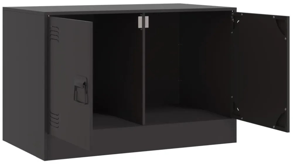 2 db fekete acél TV-szekrény 67 x 39 x 44 cm