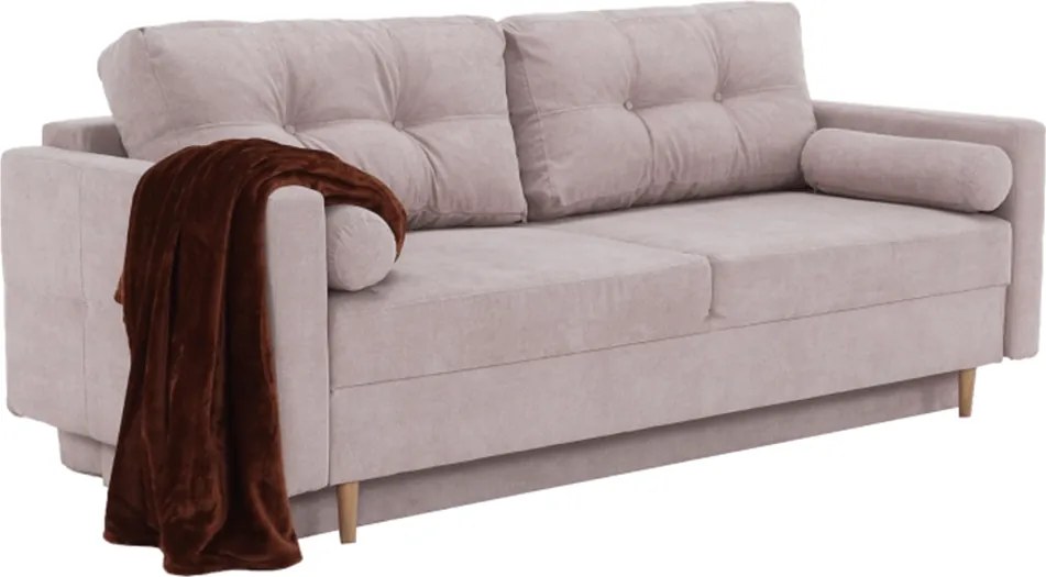 Szófa kinyitható, öregrózsaszín anyag Queens, AURELIA