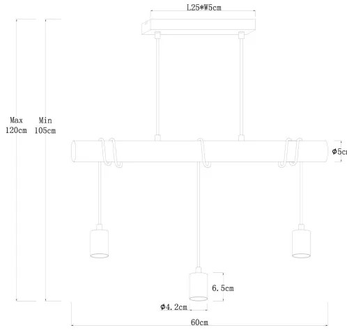Globo 15539-3HB - Csillár zsinóron GREGOR 3xE27/60W/230V