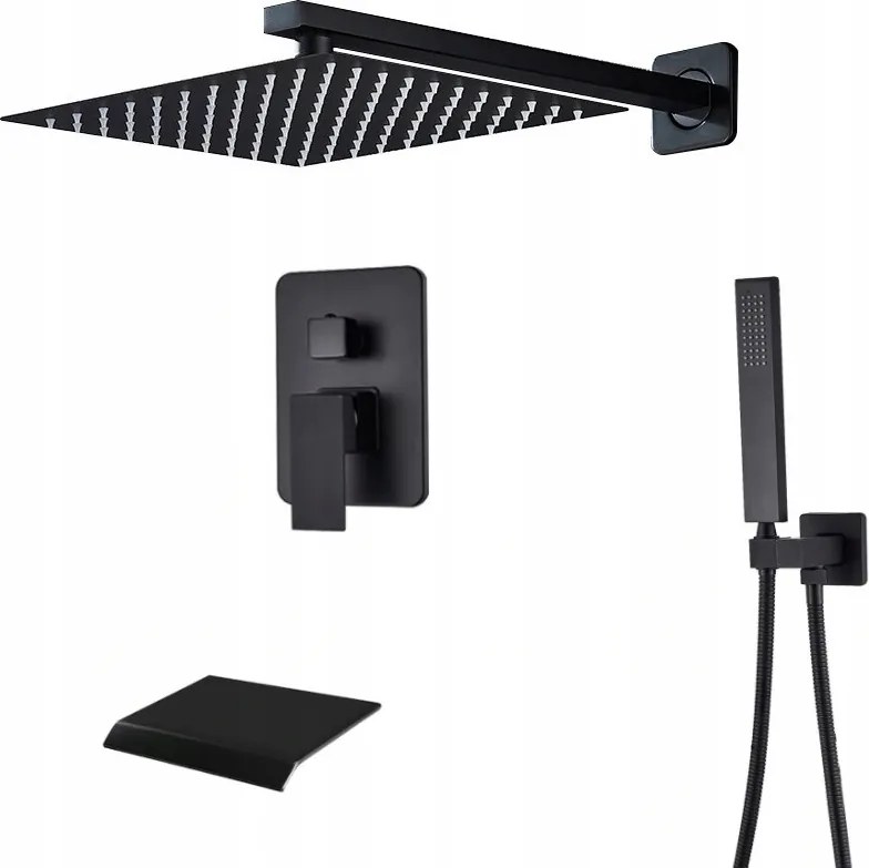 Falsík Alatti Szett Fekete Matt Kifolyócső Vízesés Box 40CM