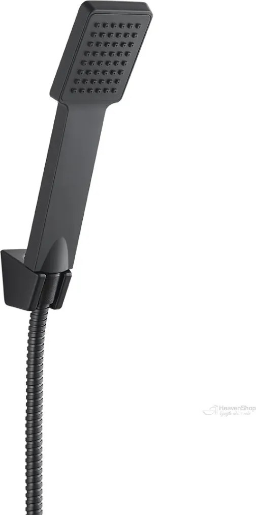 Laveo Kvadrato, fali kádcsaptelep Orca kézizuhany-szettel, 150 mm, matt fekete, LAV-BLQA710D