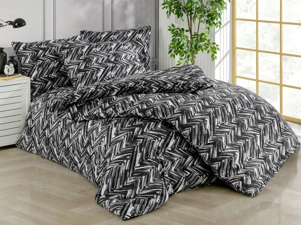 Brotex francia ágyneműhuzat szatén 240x200, 70x90 cm, Adonis fekete