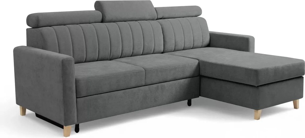 Vario sarokkanapé ágyfunkcióval univerzális jobb/bal oldali - szürke zsákszövet Wind 89