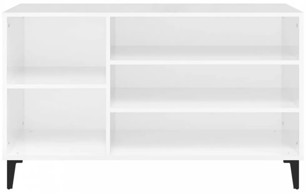 Magasfényű fehér szerelt fa cipősszekrény 102x36x60 cm