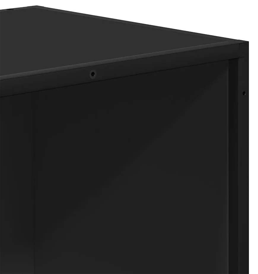 fekete szerelt fa és fém könyvszekrény 97,5 x 33 x 107,5 cm