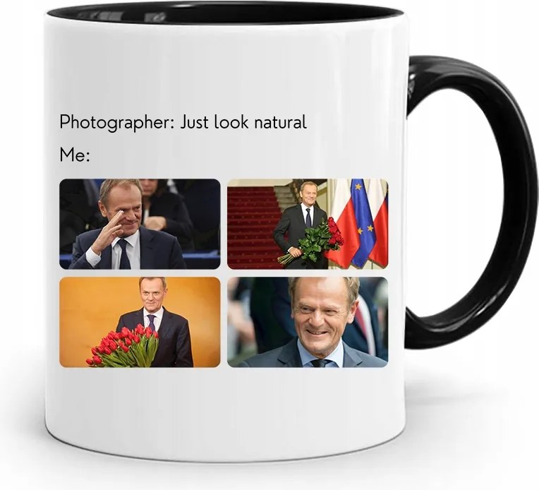 Donald Tusk Fekete Bögre Platform Ajándék fényképes nyomtatással