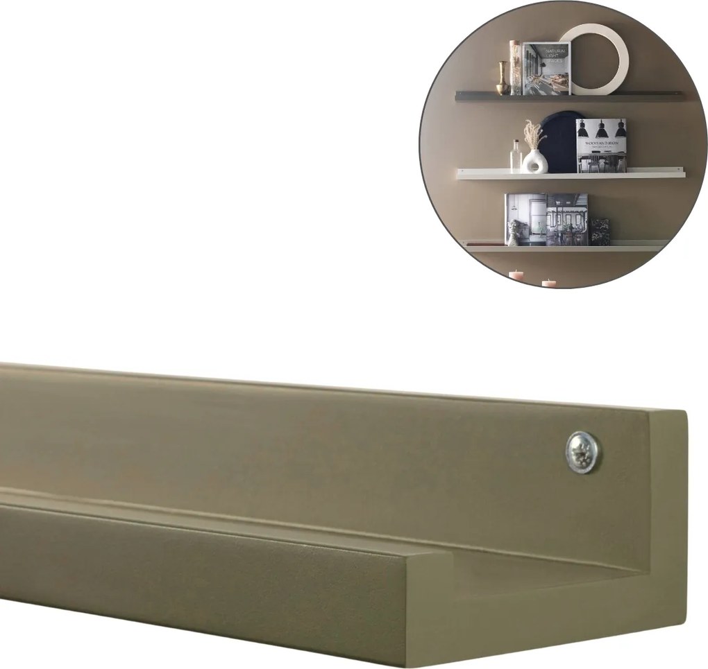Fali polc képekhez FOTOPLANK 120 cm, olíva színű