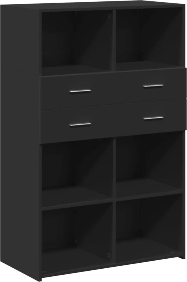 vidaXL fekete szerelt fa magasszekrény 80 x 42,5 x 124 cm