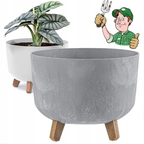 Virágtartó Szürke Beton Efect 40cm Kerek Lábakon Szép Lengyel Termék