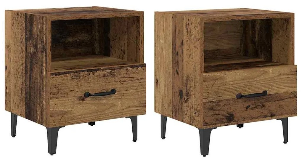 Éjjeliszekrény fiókkal 2 pcs Régi fa 40 x 35 x 47.5 cm Faanyag