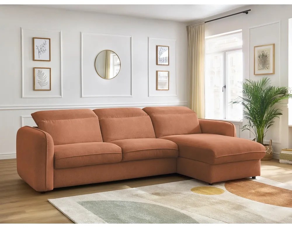 Narancssárga kinyitható sarokkanapé (variálható) Achille – Bobochic Paris