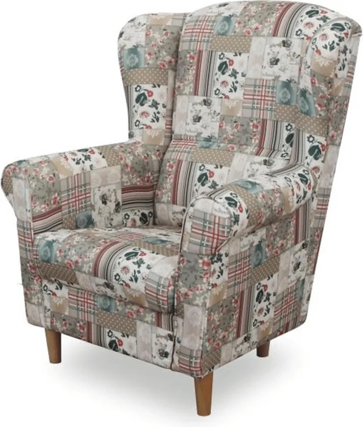 füles fotel puffal, szövet patchwork Viorica 1, ASTRID