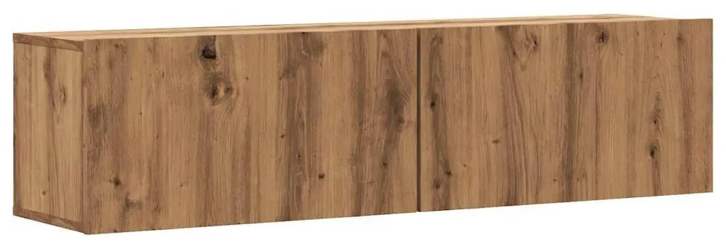 kézműves tölgy színű szerelt fa fali TV-szekrény 120x30x30 cm