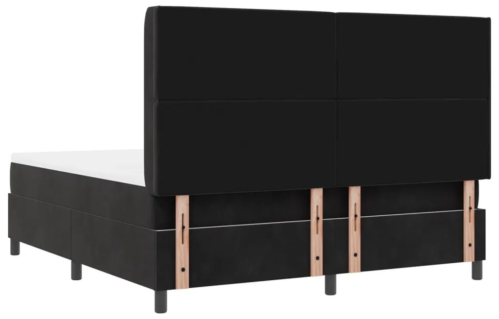Boxspring Ágy Mattal és LED Fénnyel Fekete 180x200 cm Bársony