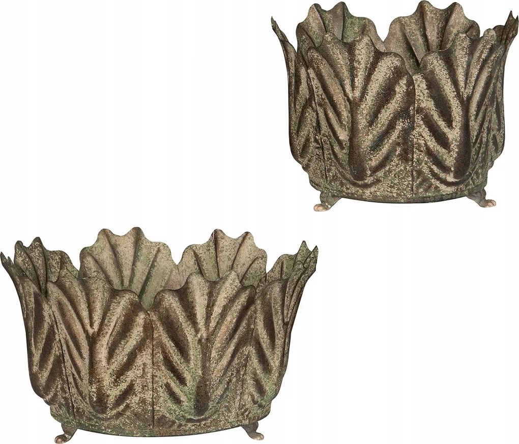 Virágcserép bonsai pálmafák kerek szürke loft dekoráció virágtartó 2 db