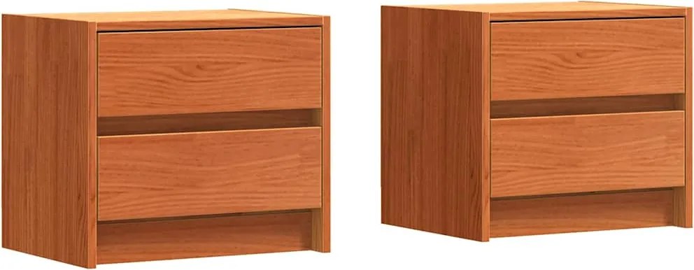 vidaXL Éjjeliszekrények 2 pcs Faggyú barna 40 x 30.5 x 35.5 cm Fenyőfa