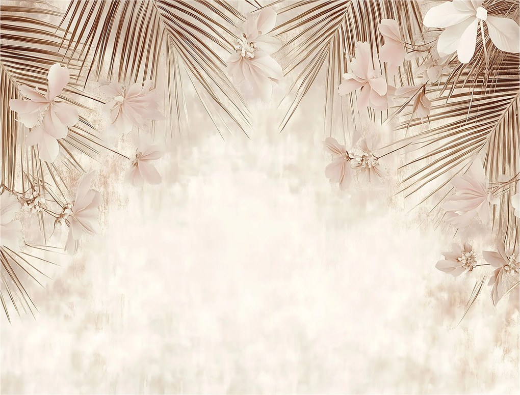 Fotótapéta Finom Botanikus Trópus Levelek Virágok Akcentus 520x318 +ragasztó