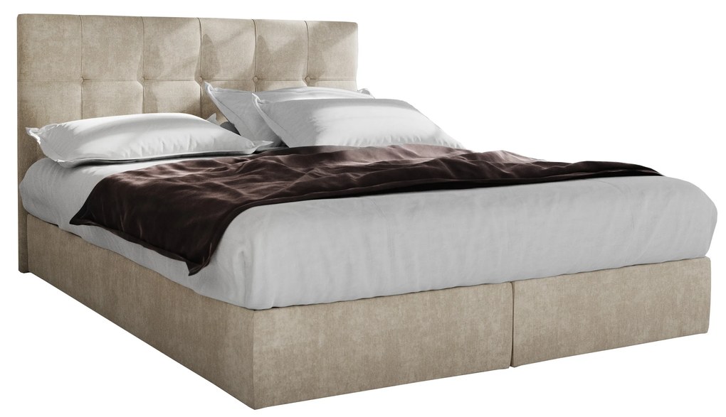 Franciaágy Boxspring 180 cm Porto (bézs) (matraccal és tárolóhellyel). 1047312