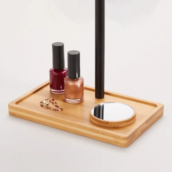 Lanaform - Fényerőszabályozós, LED-es kozmetikai tükör, 5V USB, bambusz