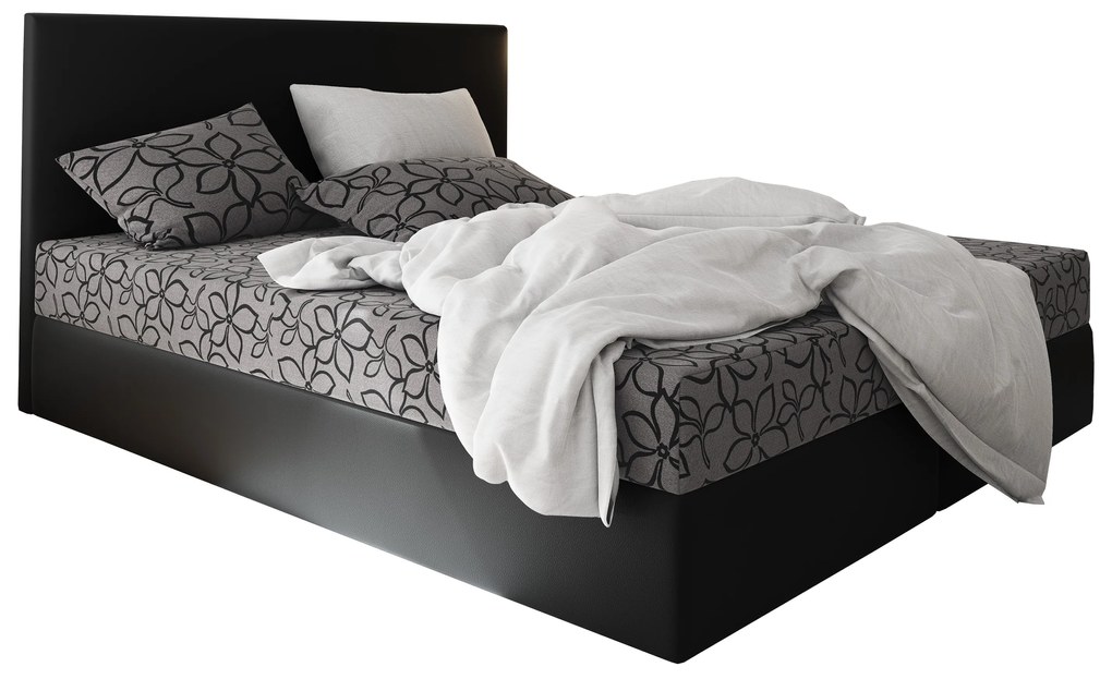 Franciaágy  Boxspring 140 cm Lilac Comfort (minta + fekete) (matraccal és tárolóhellyel). 1056070