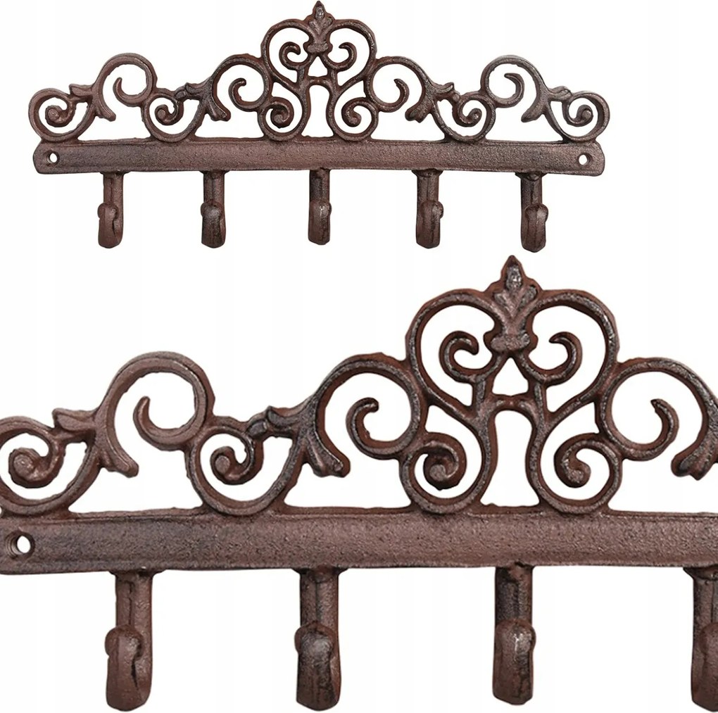 Fali öntöttvas akasztó viktoriánus 32cm Vinatge 5 akasztós előszoba