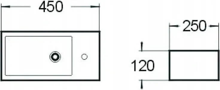Mexen Inez balra szerelt mosdókagyló 45 x 25 cm, fehér - 21434500L