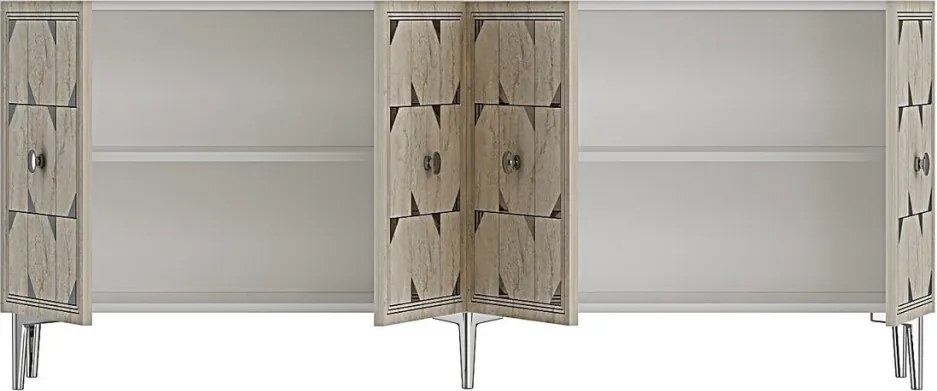 Moka komód, fehér-travertin, 150 cm – TR555CHM1741