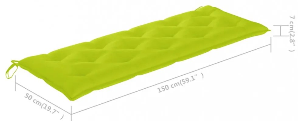 élénkzöld oxford szövet kerti padpárna 150 x 50 x 7 cm